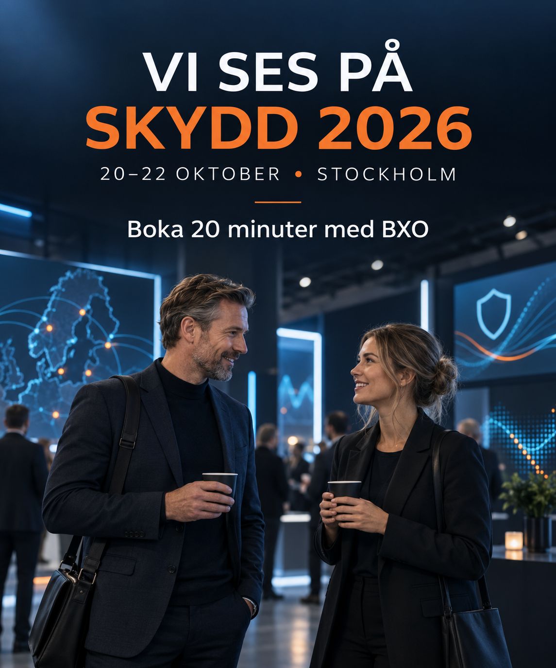 Illustration from BXO's LinkedIn post — Meet BXO at SKYDD 2026